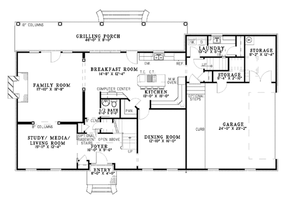 House Plan Design - Colonial Floor Plan - Main Floor Plan #17-2833