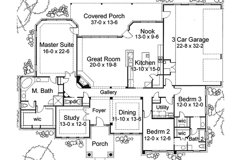 Home Plan - Floor Plan - Main Floor for European House Plan #120-227 - 3 bed, 2.5 bath