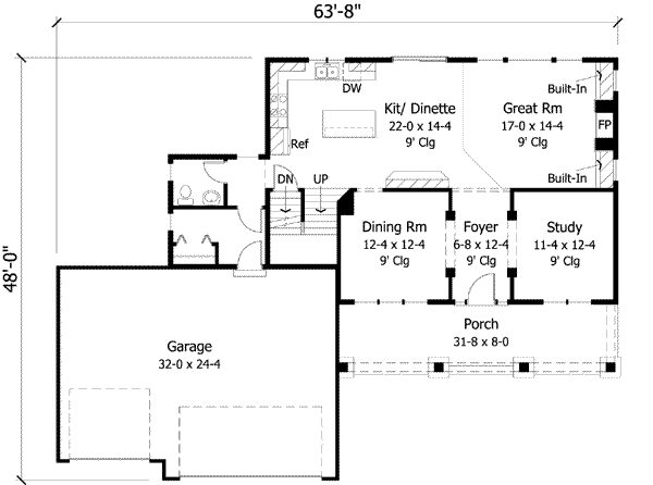 Craftsman Floor Plan - Main Floor Plan #51-212