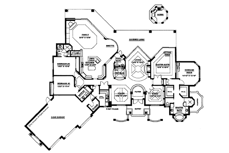 Home Plan - Floor Plan - Main Floor for Mediterranean House Plan #1017-2 - 5 bed, 5.5 bath