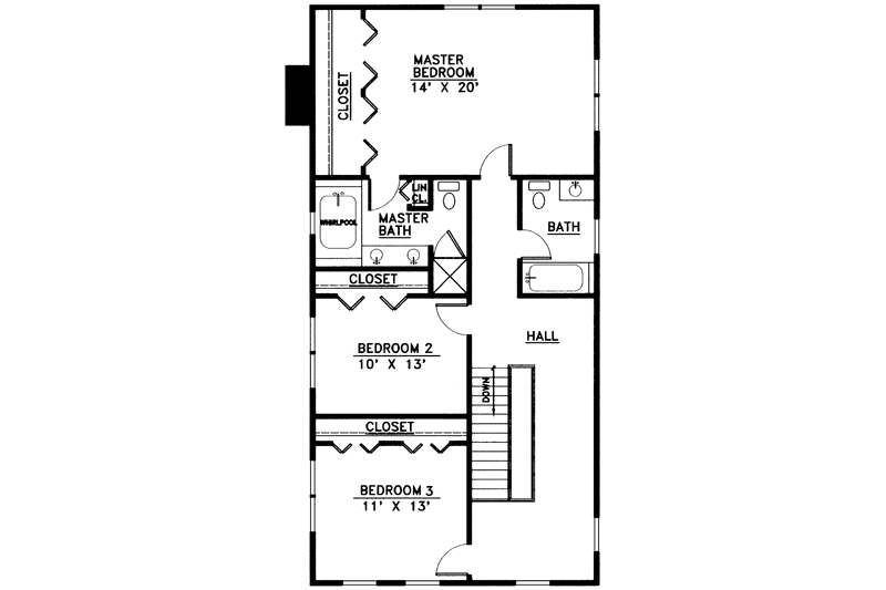 House Design - Floor Plan - Upper Floor for Country House Plan #978-3 - 3 bed, 2.5 bath