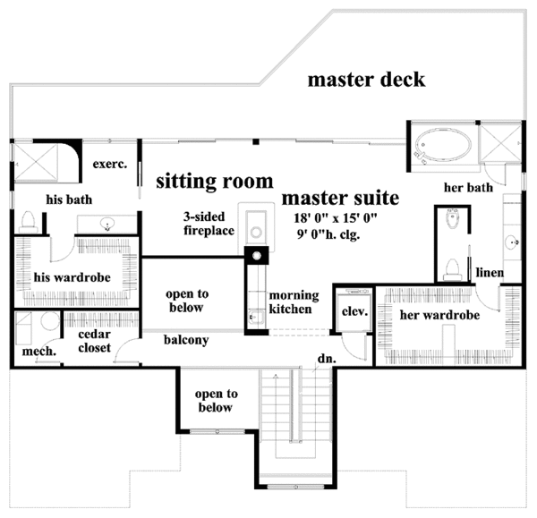 House Design - Traditional Floor Plan - Upper Floor Plan #930-130