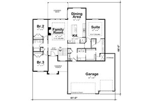 Floor Plan - Main Floor for Contemporary House Plan #20-2484 - 3 bed, 2 bath