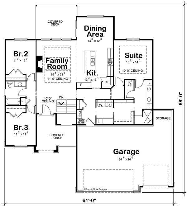 Dream House Plan - Contemporary Floor Plan - Main Floor Plan #20-2484