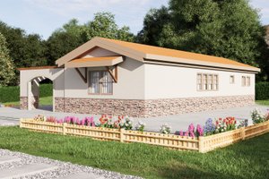 Exterior - Front Elevation 6 for Mediterranean House Plan #1106-111 - 3 bed, 1 bath