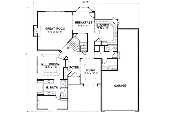 Floor Plan - Main Floor for European House Plan #67-222 - 4 bed, 3 bath