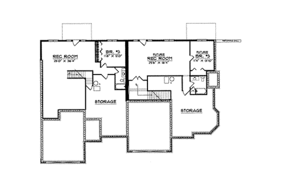 Floor Plan - Lower Floor for Traditional House Plan #70-738 - 2 bed, 2 bath