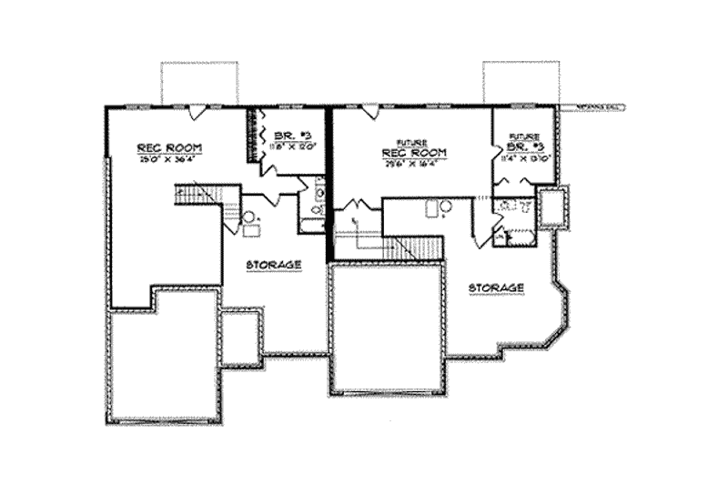 Home Plan - Floor Plan - Lower Floor for Traditional House Plan #70-738 - 2 bed, 2 bath