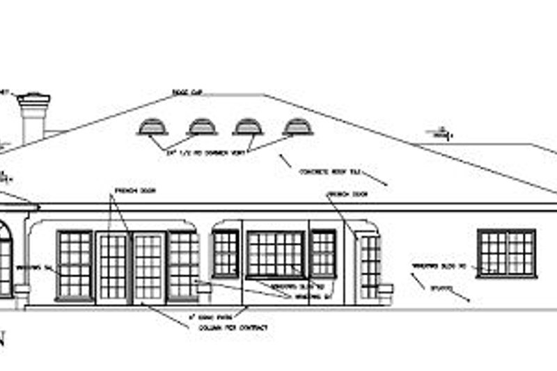 Home Plan - Exterior - Rear Elevation for Mediterranean House Plan #1-671 - 4 bed, 3 bath