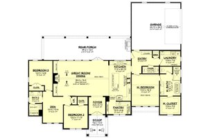 Floor Plan - Main Floor for Farmhouse House Plan #430-402 - 3 bed, 2.5 bath