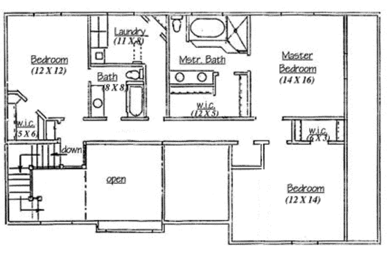 Floor Plan - Upper Floor for Country House Plan #5-187 - 4 bed, 3.5 bath