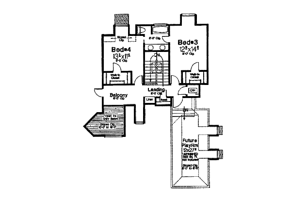 House Plan Design - European Floor Plan - Upper Floor Plan #310-916