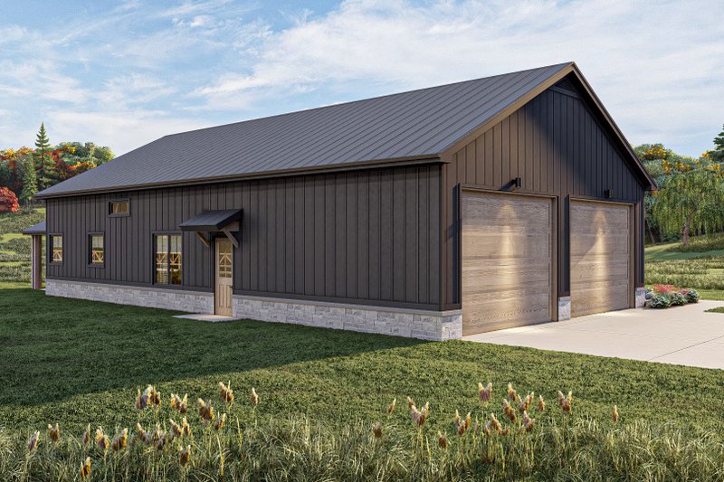 House Design - Exterior - Rear Elevation for Barndominium House Plan #455-261 - 2 bed, 2 bath