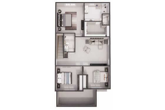 Floor Plan - Upper Floor 1 for Modern House Plan #51-1516 - 3 bed, 2.5 bath