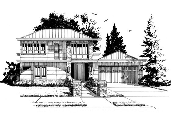 Exterior - Front Elevation 3 for Contemporary House Plan #942-55 - 3 bed, 4.5 bath