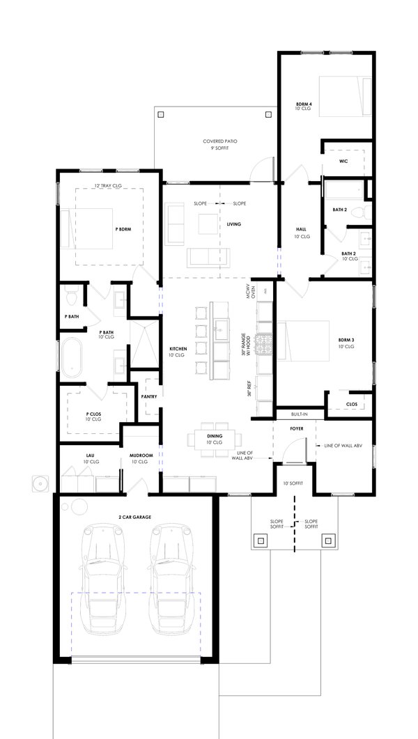 Architectural House Design - Floor Plan - Main Floor for Craftsman House Plan #1129-30 - 3 bed, 2 bath