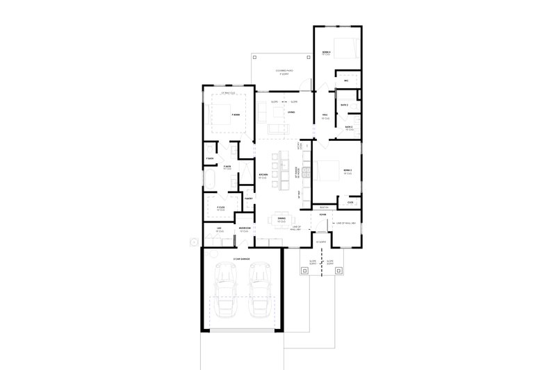 Architectural House Design - Floor Plan - Main Floor for Craftsman House Plan #1129-30 - 3 bed, 2 bath