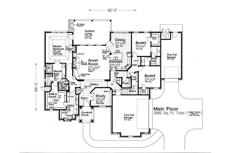 Dream House Plan - Floor Plan - Main Floor for European House Plan #310-1291 - 3 bed, 2.5 bath