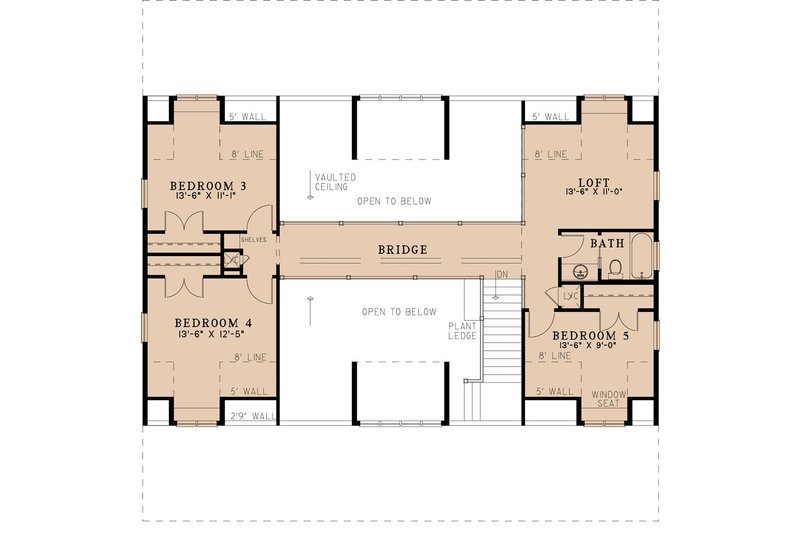 Home Plan - Floor Plan - Upper Floor for Farmhouse House Plan #923-329 - 5 bed, 3 bath