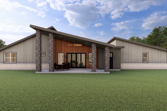 Exterior - Rear Elevation for Modern House Plan #1127-18 - 4 bed, 3 bath