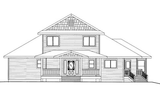 Exterior - Front Elevation 3 for Bungalow House Plan #117-641 - 5 bed, 3.5 bath