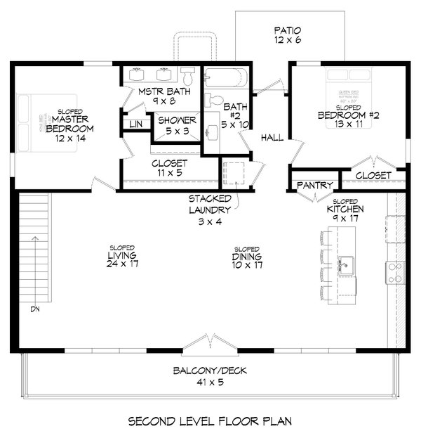 Contemporary Floor Plan - Upper Floor Plan #932-946