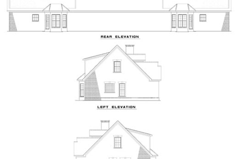 House Blueprint - Exterior - Rear Elevation for Traditional House Plan #17-2026 - 3 bed, 2.5 bath