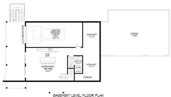 Southern Floor Plan - Lower Floor Plan #932-1168