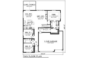 Floor Plan - Main Floor for Ranch House Plan #70-1491 - 3 bed, 2 bath