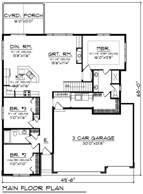 House Plan Design - Ranch Floor Plan - Main Floor Plan #70-1491