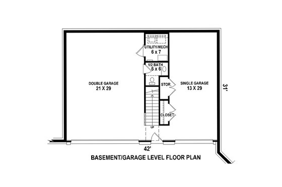 Lower Level floor plan - 1200 square traditional home