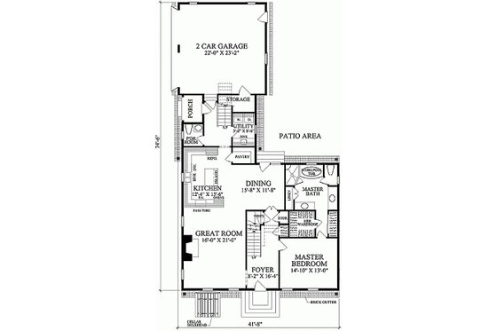 Floor Plan - Main Floor for Colonial House Plan #137-201 - 3 bed, 3 bath