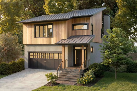 Exterior - Front Elevation for Modern House Plan #79-300 - 3 bed, 2.5 bath