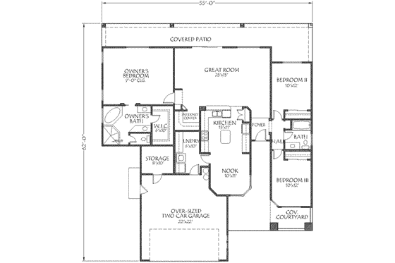 Floor Plan - Main Floor for Traditional House Plan #24-215 - 3 bed, 2 bath