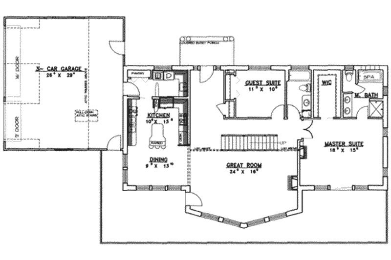 Home Plan - Floor Plan - Main Floor for European House Plan #117-181 - 2 bed, 2 bath