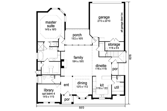 Floor Plan - Main Floor for European House Plan #84-395 - 3 bed, 4 bath