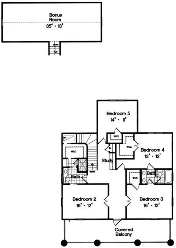 Colonial Floor Plan - Upper Floor Plan #417-417