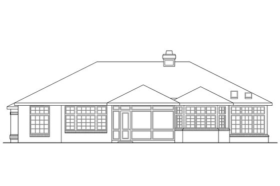 Exterior - Rear Elevation for Traditional House Plan #124-184 - 4 bed, 3.5 bath