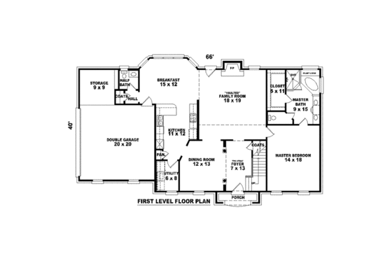 Floor Plan - Main Floor for Colonial House Plan #81-1471 - 4 bed, 3.5 bath