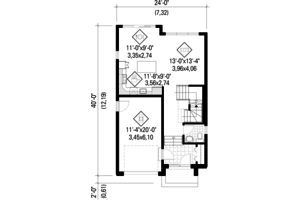 Floor Plan - Main Floor for Contemporary House Plan #25-4424 - 3 bed, 1 bath