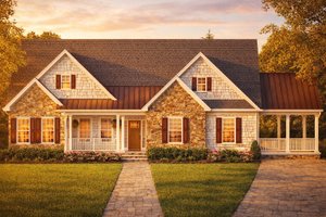 House Blueprint - Ranch Exterior - Front Elevation Plan #1053-84