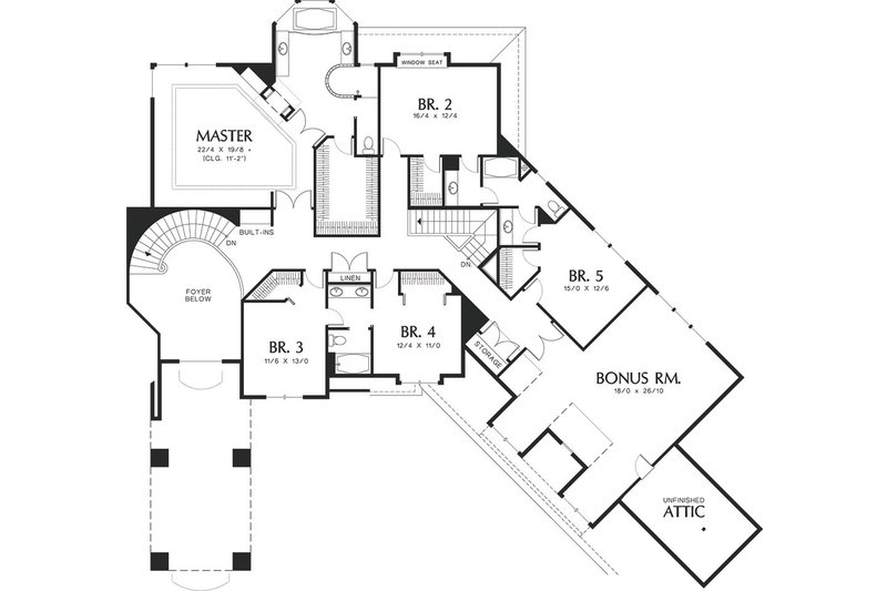 House Design - Upper level floor plan - 5700 square foot Traditional home