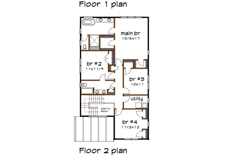 House Plan Design - Floor Plan - Upper Floor for Modern House Plan #79-370 - 5 bed, 3 bath