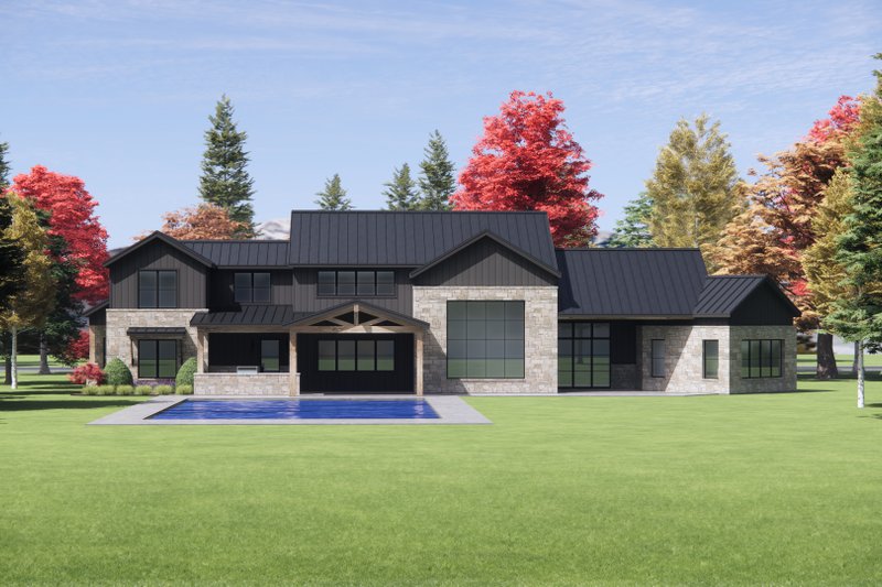 Dream House Plan - Exterior - Rear Elevation 1 for Farmhouse House Plan #1096-4 - 4 bed, 4.5 bath