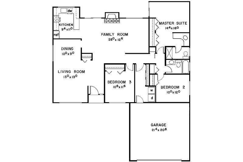 Home Plan - Floor Plan - Main Floor for Country House Plan #60-846 - 3 bed, 2 bath