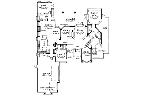 Floor Plan - Main Floor for Mediterranean House Plan #930-24 - 3 bed, 3 bath