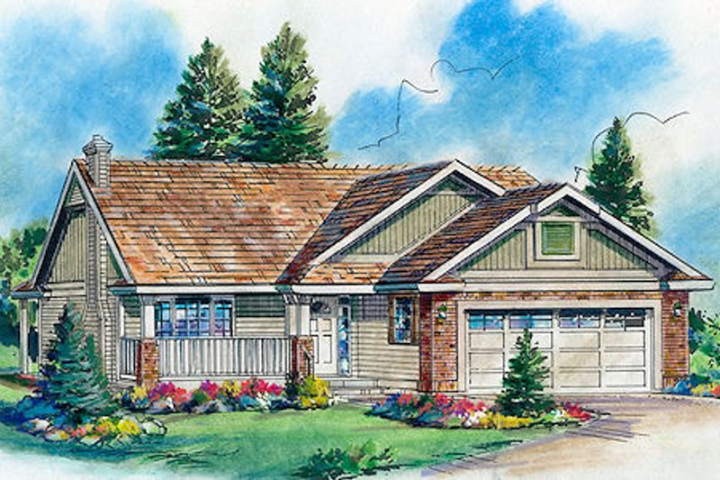 House Blueprint - Ranch Exterior - Front Elevation Plan #18-1021