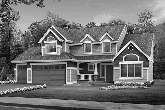 Exterior - Front Elevation 3 for Craftsman House Plan #132-266 - 3 bed, 2.5 bath