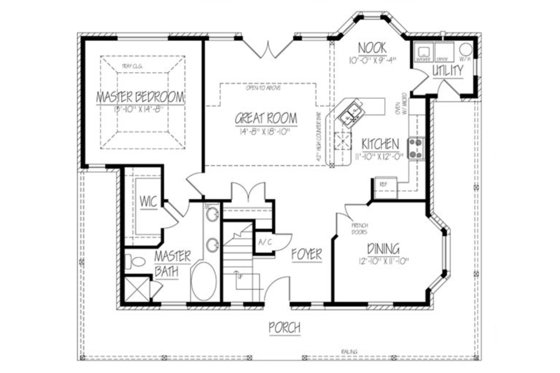 Floor Plan - Main Floor for Colonial House Plan #1061-16 - 3 bed, 2 bath