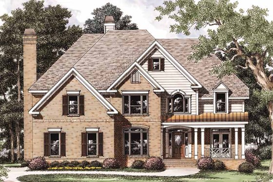Exterior - Front Elevation 3 for Colonial House Plan #927-699 - 5 bed, 4.5 bath
